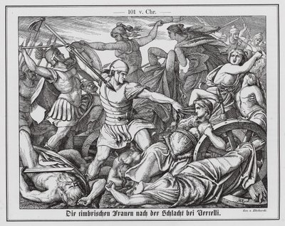 在维尔切莱战役中与罗马士兵作战的辛布里安妇女 作者 卡尔·路德维希·阿道夫·埃哈特