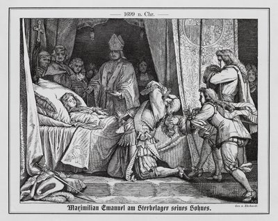 巴伐利亚选帝侯马克西米利安二世-伊曼纽尔在其子病榻前 作者 卡尔·路德维希·阿道夫·埃哈特