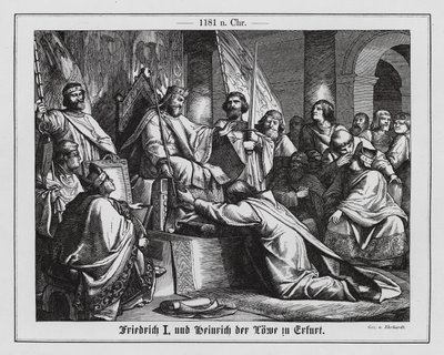 神圣罗马帝国皇帝腓特烈一世和萨克森公爵亨利狮王在埃尔富特 作者 卡尔·路德维希·阿道夫·埃哈特