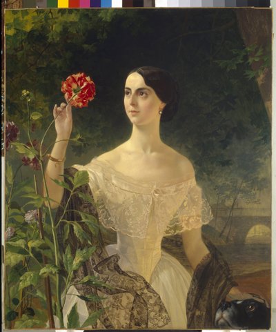 索菲亚-博布林斯卡娅伯爵夫人肖像（1797-1866 年）。卡尔-帕夫洛维奇-布留尔洛夫（Karl Pavlovich Briullov）（1799-1866 年）的画作，布面油画 作者 卡尔·巴甫洛维奇·布留洛夫