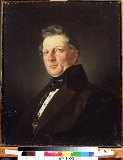 《建筑师安德烈·M·博洛托夫 (1801-1854) 肖像》卡尔·巴甫洛维奇·布留洛夫 (Brioullov) (1799-1852) 的肖像，1843 年基洛夫 A. 和 V. 瓦斯涅佐夫地区艺术博物馆 作者 Karl Pavlovich Bryullov