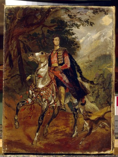圣多纳托第一王子阿纳托尔-尼古拉耶维奇-德米多夫伯爵（1812-1870 年）肖像。卡尔-帕夫洛维奇-布留尔洛夫（Karl Pavlovich Briullov）（1799-1852 年）的画作，布面油画，约 1831 年。俄罗斯艺术 作者 卡尔·巴甫洛维奇·布留洛夫