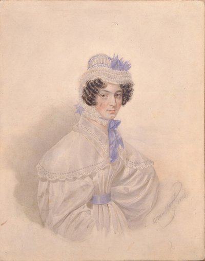 肖像1802-1835年的Anna Borisovna Bakunina，1835年 作者 卡尔·巴甫洛维奇·布留洛夫