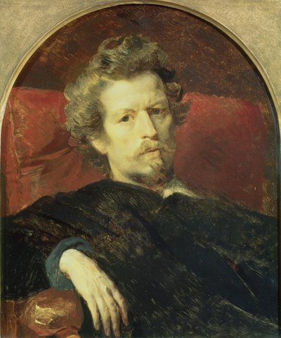 自画像，1848年（纸板上的油） 作者 Karl Pavlovich Bryullov