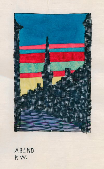 晚上，c.1921（水彩画） 作者 卡尔·维纳