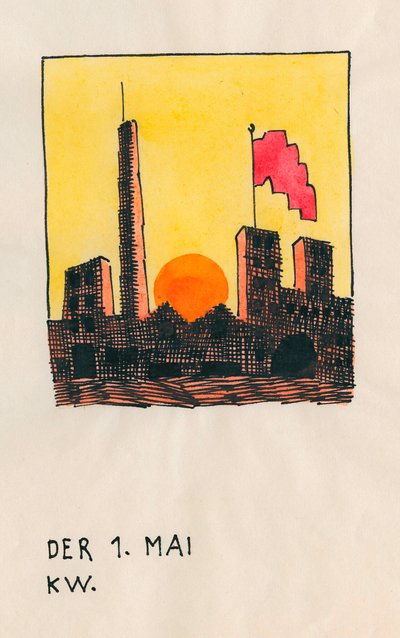 五月一日，约 1919 年（水彩画） 作者 卡尔·维纳