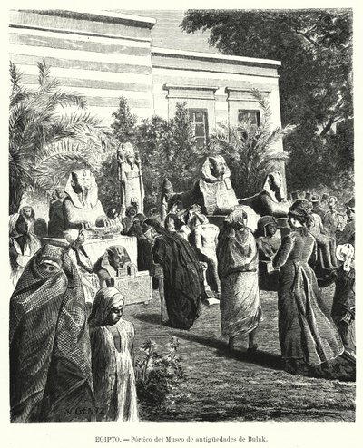 Portico of the Egyptian Museum of Antiquities, Bulaq, Cairo, Egypt (litho) 作者 卡尔·威廉·根茨