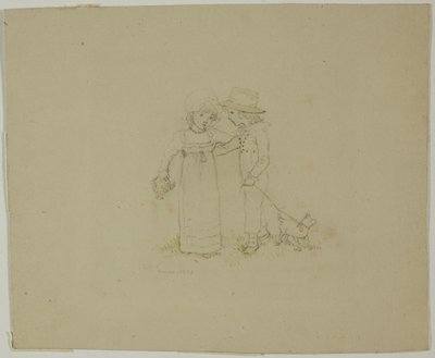 两个孩子与狗 作者 凯特·格林威（Kate Greenaway）