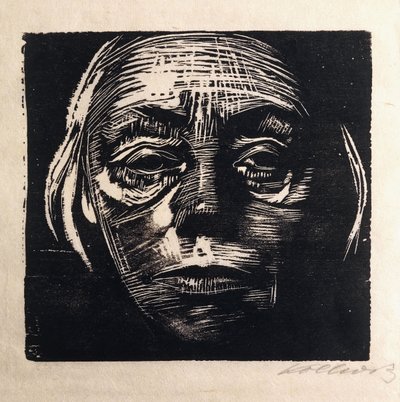 全脸的自画像；正面的自画像，1923年 作者 凯特·珂勒惠支