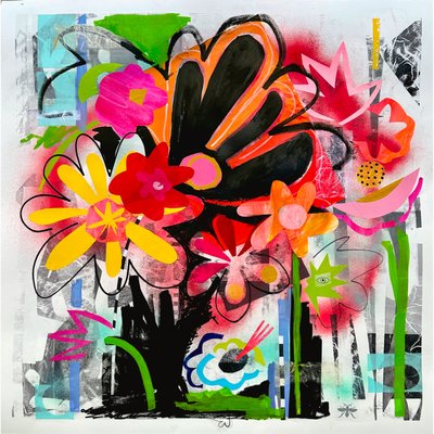 午夜花园，2025 年（纸质混合媒介） 作者 