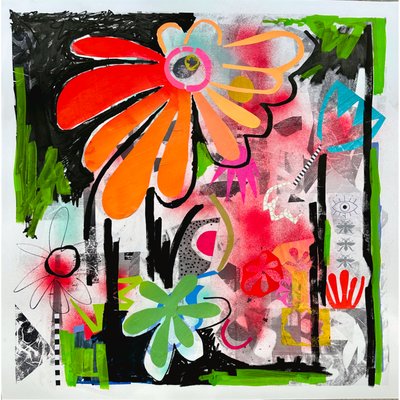 反叛的绽放，2025 年（纸上混合媒介） 作者 