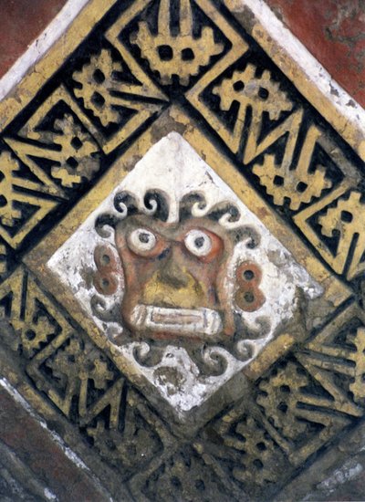 金字塔内墙的细节，可能是莫切人建造的神庙建筑群，约公元 200-500 年（照片）（138728 的细节） 作者 凯蒂·阿滕伯勒