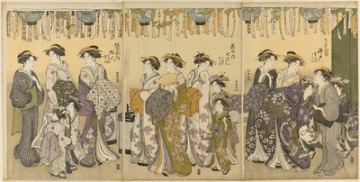 宫女及其随从在灯笼下游行 作者 胜川俊町