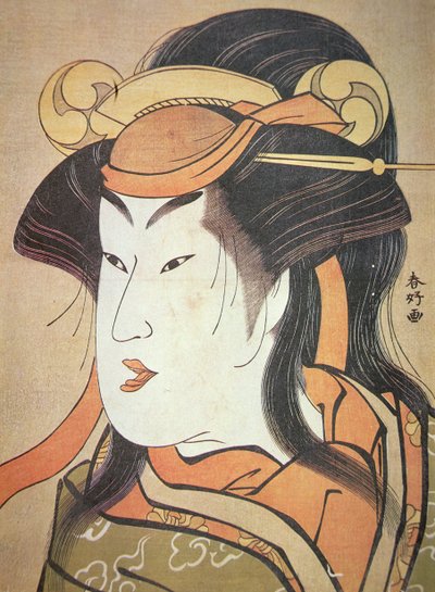 扮演女性角色的日本男演员头像，约1787-88（木版画 作者 胜川俊町