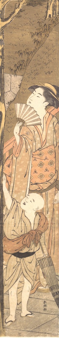 女人和小男孩，18世纪末至19世纪初。 作者 胜川俊町