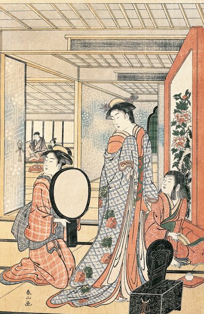 镜子前的女人，作者是胜川顺昌（1726-1792），日本 日本文明 作者 胜川俊町