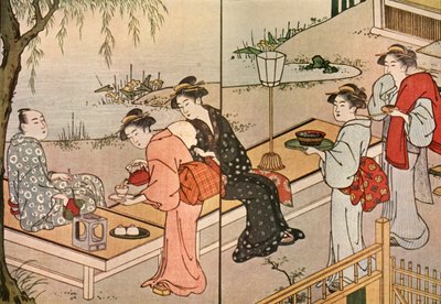 女子茶饮，1790年，1924年。 作者 胜川俊町