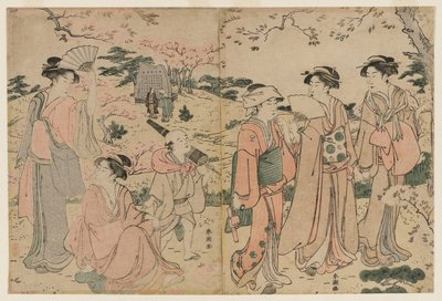 在浅冈山观赏樱花的妇女 作者 胜川俊町