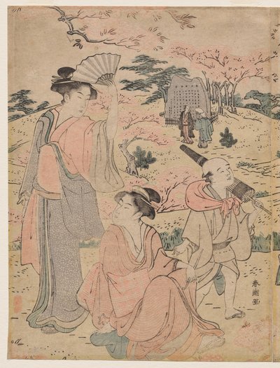 在浅冈山观赏樱花的妇女 作者 胜川俊町