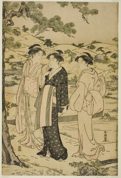 参拜稻荷神社的妇女 作者 胜川俊町