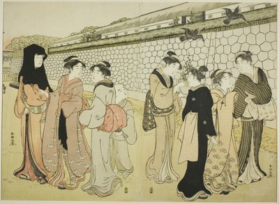 在护城河边散步的妇女 作者 胜川俊町
