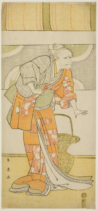 在《源氏和平家柱历》（"Gempei hashira-goyomi"）中饰演八丈的演员 Arashi Ryûzô II 作者 胜川俊英