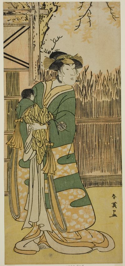 1791年11月在市村剧场（？）演出的《金门月元寇之角》（？）中饰演时和夫人（时和御前）的演员中山富三郎一世（？ 作者 胜川俊英