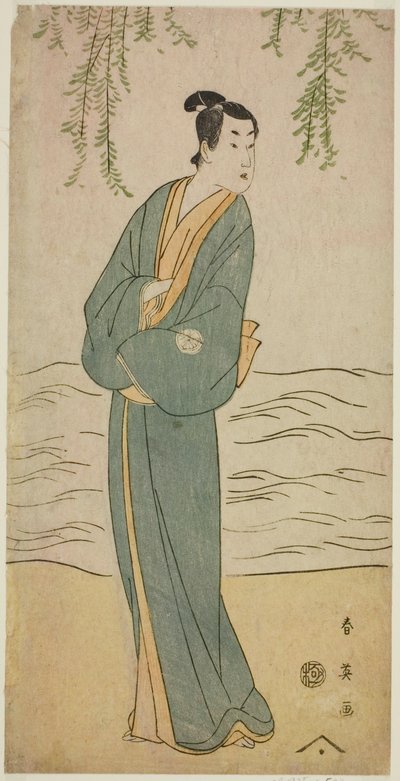 1796 年正月在桐剧场上演的《须田之春艺伎片木》中饰演长吉的演员濑川菊之条三世 作者 胜川俊英