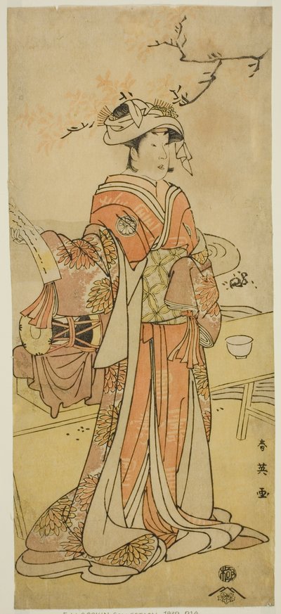 1792 年 11 月在市村剧院演出的戏剧《小金佐久伊达之冲田》中饰演伪装成静香御前的女狐仙大辰御前的演员濑川菊之条三世 作者 胜川俊英