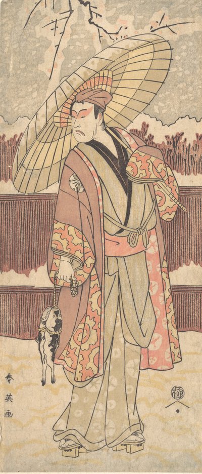 第四幅松本幸之助在伞下行走的人，约1796年。 作者 胜川俊英