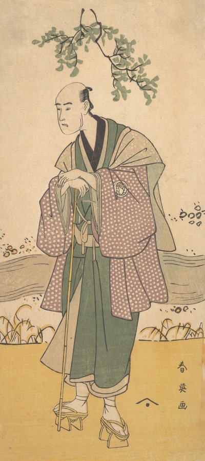 第三幅万户彦三郎作为一个人站在河岸上，约1793年。 作者 胜川俊英