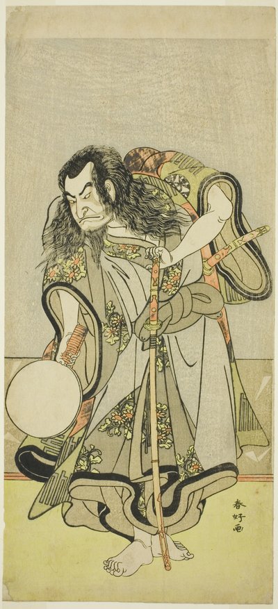 演员 Nakamura Nakazô I 在 "新年鼠日采松苗"（"Hime Komatsu Ne no Hi Asobi"）中饰演和尚 Shunkan。 作者 胜川俊康®̄