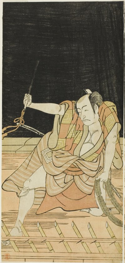 夏日祭大阪之镜"（"Natsu MatsuriNaniwa Kagami"）中饰演黑兵丹七的演员 Nakamura Nakazô I 和饰演德兵一尊的演员 Ichikawa Danjûrô V 作者 胜川俊康®̄