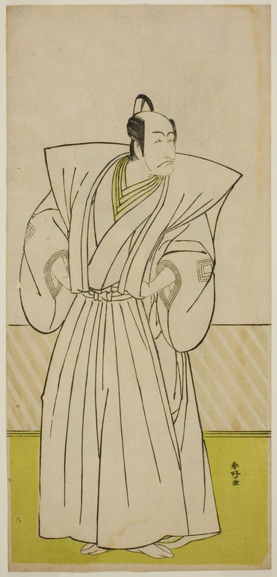 1780 年 9 月在中村剧场（？）演出的戏剧《Kanadehon Chushin Nagori no Kura》中饰演恩雅 Hangan 的演员 Ichikawa Danjuro V（？ 作者 胜川俊康®̄