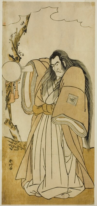 1780 年 11 月在森田剧场演出的话剧《时空屋-江户的初雪》中饰演树德院的演员市川团藏四世 作者 胜川俊康®̄