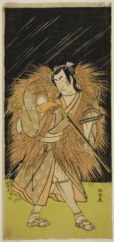 1780 年 9 月在中村剧场演出的戏剧《金德本中兴之仓》中饰演早野神平的演员市川门之助二世 作者 胜川俊康®̄