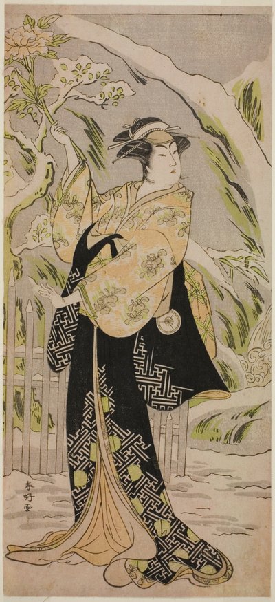 1787 年 11 月在桐剧场演出的话剧《三贺之春之花媛》中饰演八幡夫人的演员岩井半四郎 作者 胜川俊康®̄