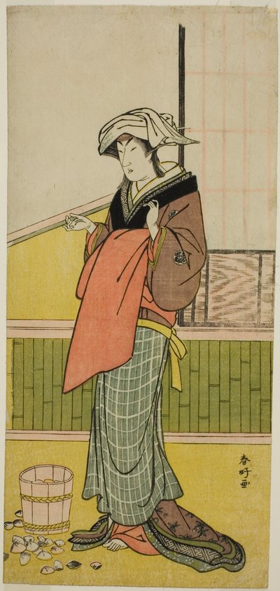1778年7月在市村剧场（？）演出的《本田弥生名媛君丽》（？）中饰演Moshio的演员Nakamura Riko I（？ 作者 胜川俊康®̄