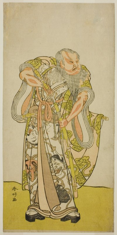 1782 年五月在市村剧场演出的话剧《志田屋形四杉之曳船》中饰演樋口一久的演员坂田恒五郎二世 作者 胜川俊康®̄