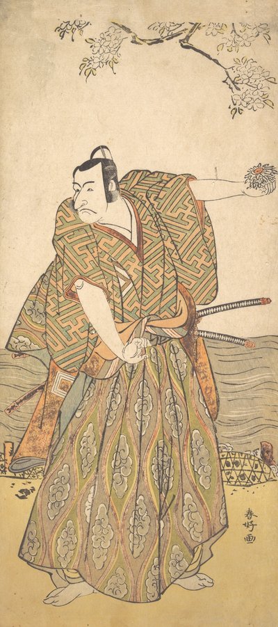 第五代市川团十郎作为一个武士，约1780-85年。 作者 胜川俊子