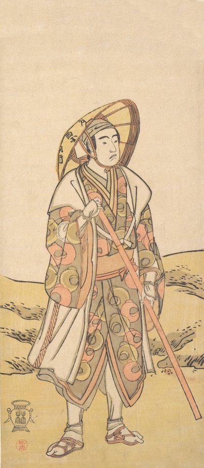 第三代泽村宗三郎作为朝圣者前往观音神社，约1784-88年。 作者 胜川俊子