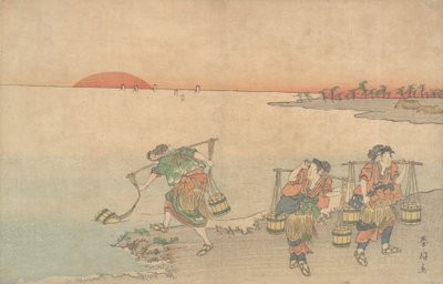 岸边的三艘运水船，18世纪末。 作者 胜川俊子