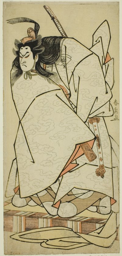 1786 年 11 月在中村剧场演出的剧目《熊生之花吉野的若木沙》中饰演足利尊氏的演员小野江松介一世 作者 胜川顺森