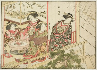 桐木石屋的歌妓，选自《妓院美女镜》（Seiro bijin awase sugata kagami），第 2 卷。 作者 胜川俊章