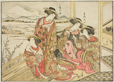 带石屋的歌妓，选自《妓院美女镜》（Seiro bijin awase sugata kagami），第 2 卷。 作者 胜川俊章