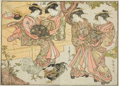 荻屋的歌妓，选自《妓院美女镜》，第 1 卷。 作者 胜川俊章