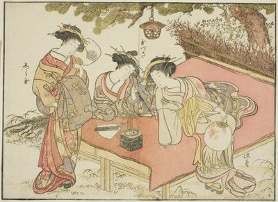 矢田屋的名妓，出自《游乐区美人镜》（Seiro bijin awase sugata kagami）一书 作者 胜川俊章
