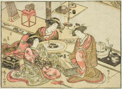 山城屋的歌妓，选自《妓院美女镜》（Seiro bijin awase sugata kagami），第 2 卷。 作者 胜川俊章