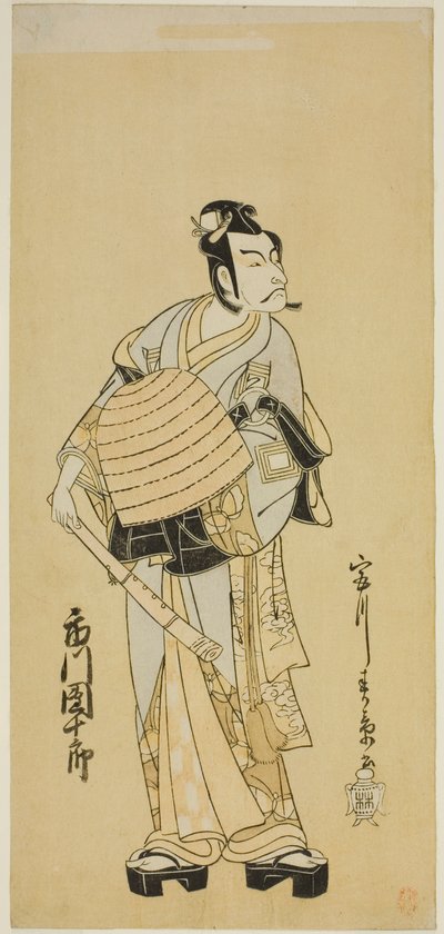 1771 年正月在中村剧场上演的《堺町曾我念大木》中扮演曾我五郎的演员市川团十郎五世（Ichikawa Danjuro V）乔装成小武生的形象 作者 胜川俊章