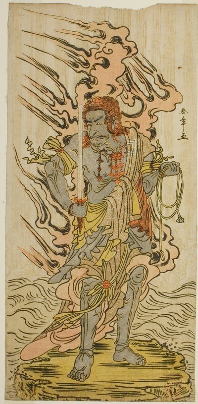 1780 年 11 月在中村剧场演出的《风车西木之若矢中》中饰演不动明石像的演员市川团十郎五世 作者 胜川俊章